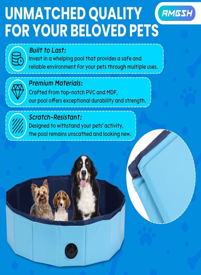 AMGSH Dog Whelping Box, Foldable Birthing Pool for Dogs, Whelping Pool for Puppies, Poartable Plastic Swimming Pool & Bath Tub for Dogs, Blue (Blue, 31.5” Dia. × 7.9” H (80cm × 20cm)) - Image 3